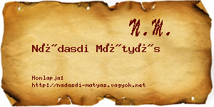 Nádasdi Mátyás névjegykártya