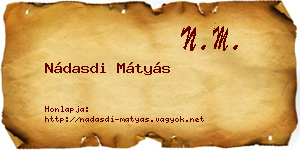 Nádasdi Mátyás névjegykártya